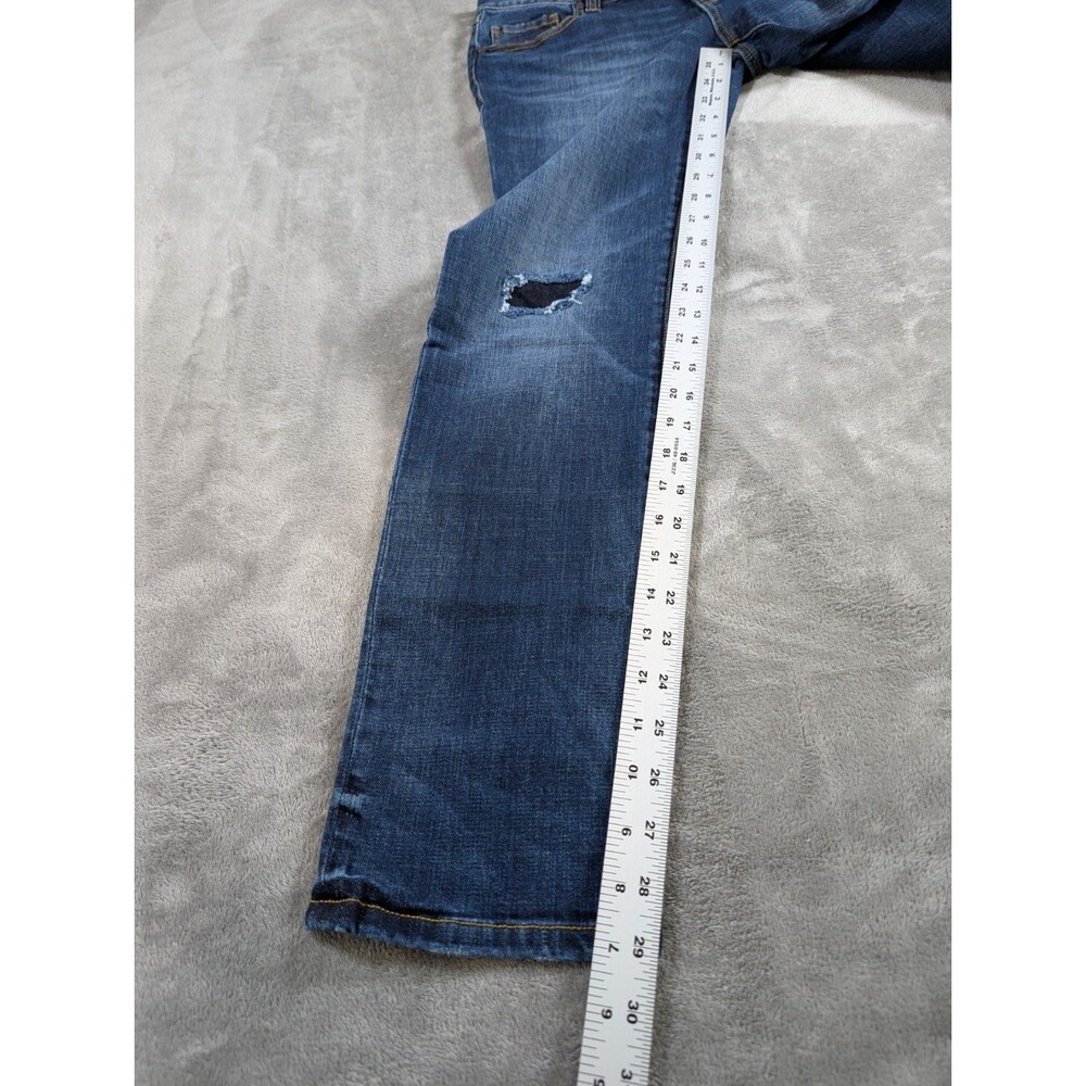 CAbi Slim Boyfriend Jeans Womens 4 Distressed Patch Stretch Blue Denim Casual - Picture 11 of 12